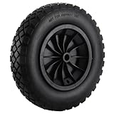 CROWNSHOP 14" Wheelbarrow Wheel PU Puncture Proof Solid 3.50-8 Wheel Solid Tyre Rim Wheels Tyre Heavy Duty Replacement Tire for Garden Trolley Barrow Go Cart