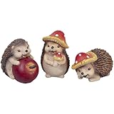 Valery Madelyn Autumn Decorations, Lovely Set of 3 Medium Hedgehogs Ornaments, Waterproof Resin Autumn Home Decor, Hedgehog Gifts for Women, Fall Decorations for Livling Room, Bedroom, Garden 7CM
