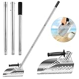 KTCINA Beach Sand Scoop, 55Inch Long Handle Sand Scoop Adjustable Stainless Steel Metal Detecting Shovel Detachable Sand Scoop Shovel Metal Detector Scoop for Sand Sifting and Treasure Hunting
