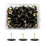 Black Drawing Pins 100 Pcs Round Head Thumbtacks, Metal Push Pins with Storage Box for Pinboard, Bulletin Board, Office, Home