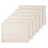 MABOZOO 100% Cotton Quilted Placemats Set of 6,Washable Cloth Table Placemats for Kitchen & Dining Table,Rectangular Linen Color Plate Mats
