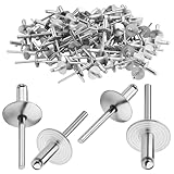 TXXATX 4.8x20 mm Pop Rivets 120 Pieces Rivets for Metal Silver Large Flange Aluminum Rivets for Woodworking Furniture Sheet Metal Automotive Mechanical Equipment Industry