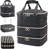 Ruiqas 3 Layer Nail Polish Organizer,Waterproof Gel Nail Technician Case Holds 84 Bottles and Nail Lamp with Shoulder Strap,Makeup Bag Cosmetic Case for Women Girl (Black)