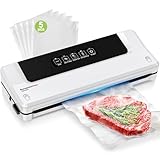 Bonsenkitchen Vacuum Sealer, Fast-Compact Vacuum Sealer Machine, Globefish Technology for High-Speed Continuous Working, Multi-Functional Food Vacuum Sealer with Vacuum Bags & Accessory Hose, White