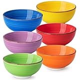 vancasso Bonita Small Bowls Set of 6, 380ml Ceramic Cereal Bowls, Dipping Bowls, Serving Bowls for Soup, Dessert, Snack, Porridge, Rice, Dishwasher & Microwave Safe, Warm Color