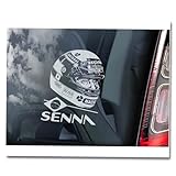 Ayrton Senna Sticker, Car Window Sign, F1 Laptop Vinyl, Formula 1 Motorsport Fan Gift Idea Helmet Decal -V11 (External Standard Print - White)