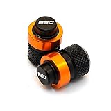 TEAUSA Motorcycle Accessories Fit For KTM 690 SMC R 690 ENDURO R 2021 2020 Side Stand Extension Kickstand Enlarge Plate Tire Valve Caps (Color : 2 orange Valve caps)
