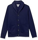 Amazon Essentials Men's Long-Sleeve Fleece Shawl-Collar Cardigan, Navy, S