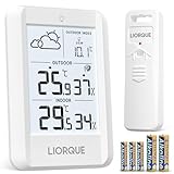 LIORQUE Weather Stations with Outdoor Sensor Wireless Indoor Outdoor Thermometer Hygrometer, Temperature and Humidity Monitor with Weather Forecast, Barometric Pressure, Date