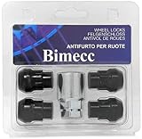 Bimecc Alloy Wheel Locking Nuts - Fits Ford | Honda | Mazda | Mitsubishi | Toyota - M12x1.5 - Tapered - Black
