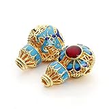 SEWACC 3pcs DIY Craft Beads Cloisonne Beads for Bracelets Spacer Fashion Jewelry Making Creative DIY Accessories Large Hole
