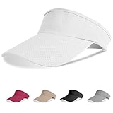 Aomig Sun Visor Cap, Sports Sun Visor Hats Mesh Quick Dry Golf Cap, Plain Empty Top Baseball Cap Adjustable Sports Casual Cap, Breathable Ponytail Baseball Hat, Unisex Tennis Summer Visor Hats White
