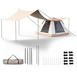 Warmiehomy Pop Up Tent with Canopy Tarp, 2-3 Persons Camping Tent, 2 in 1 Waterproof Canopy Tent with Porch, Easy Set Up Automatic Tents for Camping Hiking Outdoor, 210x210x145cm