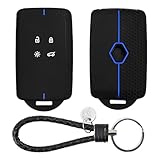 Car Key Cover for Renault, 4 Button Car Key Card Case Soft TPU Silicone Key Fob Cover Compatible with Clio Megane Koleos Kadjar Captur Espace Dacia Duster (Blue)