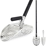 Sand Scoop for Metal Detecting, Stainless Steel Detector Shovel , Metal Detector Shovel with Long Fiberglass Handle, Metal Detector Accessories, Metal Detecting Accessories, Beach Scoop Sand Sifter