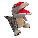 Plush Dinosaur Hand Puppets Ventriloquist Finger Puppets Parent-child Interactive Toys Open Mouth Talking Tyrannosaurus Toys Animal Figures Gift for Kids Boys Girls (Dilophosaurus)