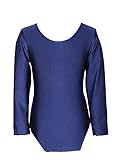 Girls Gymnastics Leotard Long Sleeve Stretchy Ballet Dancing Sports Swimming Athletic Leotard for girls 2 to 16 Years (Navy, Age 9-10 (32))