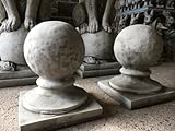 Ball finials x 2 Pier cap Pillar topers pot finials tops Concrete & stone ornament Driveway post caps, Aged Grey, H30cm - Base 24x24cm