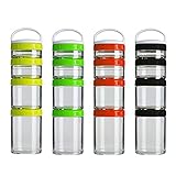 ALEOHALTER Snack Pots 4 Pieces Stackable Storage Jars Portable Lunch Box Twist Lock Food Storage Container with Lids for Keep Fruits Vegetables Nuts Candy Drinks