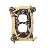 Double Outlet Cover Duplex Electric Receptacle Plug Wall Plate - Rustic Faux Antler Design Resin Decorative Cover for Cabin Lodge Décor (1 Gang)