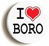 Ozorath I HEART LOVE BORO BADGE BUTTON PIN (Size is 1inch/25mm diameter) MIDDLESBROUGH