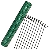 Suregreen Garden Fence - 1m x 25m Plastic Mesh Roll for Garden Fencing, Dog Fence Outdoor Netting, Temporary Fencing - Includes 10 Steel Pins - Eco-Friendly, Durable, UV-Resistant