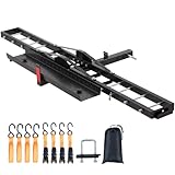 VEVOR Motorcycle Carrier, 600 LBS Steel Motorcycle Carrier Hitch Mount with 47" Longer Ramp, Scooter Dirt Bike Trailer Hauler with Ratchet Straps and Stabilizer, for Car, Truck with 2" Hitch Receiver