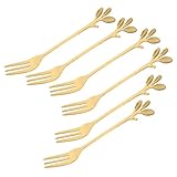 Cabilock Stainless Steel 3-Leaf Dessert Forks Unique Leaf Shape Forks for Ice Cream Fruit Dessert Dinner for Home Restaurant