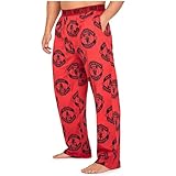 Manchester United F.C. Mens Pyjama Bottoms, Cotton Loungewear - Man United Gifts (M, Red)