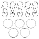 5 Set Silver Keychain with Key Rings Swivel Clasps Lanyard Snap Hook Metal Key Chain Clip Hooks Lanyard Swivel Lobster Claw Clasps for Crafts, Jewelry Making (Silver)