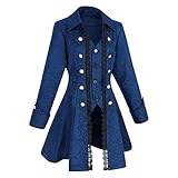 Women's Steampunk Pirate Jacket Medieval Gothic Tailcoat Victorian coat Costume, Z3007bu, Large