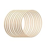 Wooden B-amboo Floral Hoop, 10cm/15cm/20.5cm/26cm/30.5cm Wreath Rings for Crafts, Wooden Dream Catcher Hoops, Wreath Making Hoops for Wedding Wreath Decor and Macrame Wall Hanging Crafts