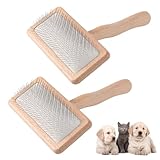 2 PCS Wool Carders,Wood Carding Brushes,Craft Wool Needle Felting Tools with Solid Wood Handle,Carding Brush Craft Felt Project Dog Brush for Needle Felting Wool,6.69 x 4.65inch + 6.3 x 3.74inch