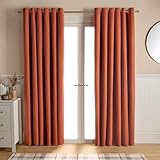 Dreamscene Blackout Curtains for Living Room, Thermal Insulated Curtains Soft Decorative Woven Texture Filled Eyelet Curtain for Bedroom 2 Panels 90" x 90", Rust