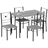Vida Designs Roslyn Dining Table and Chair Set, Kitchen Breakfast Modern Contemporary Furniture Set (Grey, 4 Seater)
