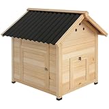 PawHut Wooden Duck House, Poultry Coop with Double Doors, Openable Roof