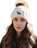 The House Of Dog Cocker Spaniel Owner Gift. Faux Fur Pom Pom Chunky Knit Super Soft Unisex Embroidered Beanie Hat Oatmeal