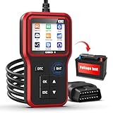 OBD2 Scanner with Upgrade Battery Tester, Car Diagnostic Tool Check Engine Light & Emissions Readiness, Fault Code Reader for All OBD II Protocol Vehicles Since 1996