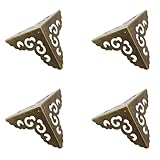 4Pcs Brass Corner Protectors Right Angle Brackets Brass Antique Edge Cover for Box Cabinet Table Chair, 50 x 50 x 50mm, Bronze