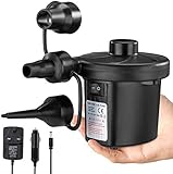 Electric Air Pump for Inflatable, Quick-Fill Air Pump/Blow Up for Air Mattress Air Bed Paddling Pool Swimming Ring,Inflatables Inflate Deflate Air Pump 3 Nozzles Home/Car Use,AC 12V 50W 2m