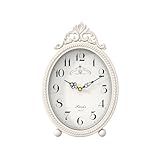 Abdurey Vintage Table Clock on Stand, Desk and Shelf Decorative Clock, French Rustic Style Antique White Mantel Clocks for Living Room,Farmhouse,Bedroom,Bedside,Gift Clocks