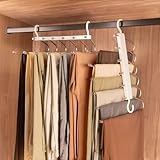 Harbour Housewares Trouser Hangers - Pack of 2 (12 Rails) Space Saving 6-in-1 Wardrobe Organiser and Space Saver Trouser Rack Closet Clothing Storage with Dual Swivel Hooks for Trousers, Jeans