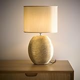 K LIVING Waltham Brushed Champagne Ceramic Table Lamp Complete with Matching Shade