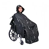 Wheelchair poncho wheelchair cover Lightweight, Breathable & Waterproof RainCape Universal Fit, Mobility Scooter & Electric Rain Poncho Full Body Coverage for Adults Reusable (Black)
