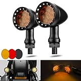 Motorcycle Turn Signals LED Bullet Front Rear Indicator Lights Universal Compatible for Harley Davidson Cruiser Iron Softail Street Bike Honda Shadow Yamaha Chopper Bobber Cafe Racer(Black/Amber-B)