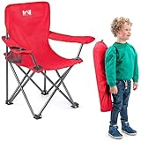 Trail Eagle Kids Camping Chair Red Lightweight Folding Garden Beach Seat with Carry Bag (For Ages 2 to 6 Years Old)