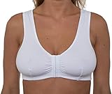 Liv Lingerie GEMM Front Fastening Cotton Rich Bra for Ladies Women Non Wired Post Surgery Soft Stretch in Multiple Colour Choices Regular to Plus Sizes Easy Open Comfort Wirefree (40, White)