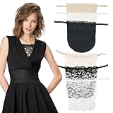 RUGBOL 6 Pcs Modesty Panels for Low Cut Tops, Cleavage Cover Up Lace Inserts Anti Peep Invisible Bra for Woman (Skin Color White Black)