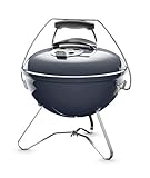 Weber Smokey Joe Premium Charcoal Barbecue/Portable Design, Porcelain-Enamelled Lid & Bowl, 37 cm Cooking Surface, Tuck-N-Carry Handle, Slate Blue