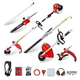 BU-KO 52cc Long Reach Petrol Multi Functional Garden Tool Including: Strimmer, Hedge Trimmer, Pruner Chainsaw, Brush Cutter with 2.4mm Thick Trimmer Line & 1m Extension Pole 1 Year Warranty